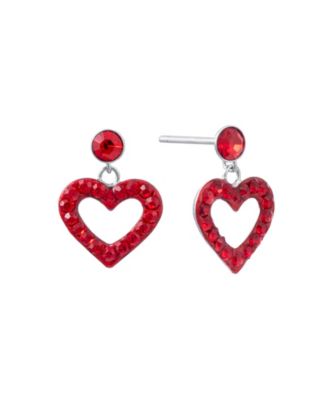 Macy's Sterling Silver Crystal Pave Open Heart Dangle Earrings