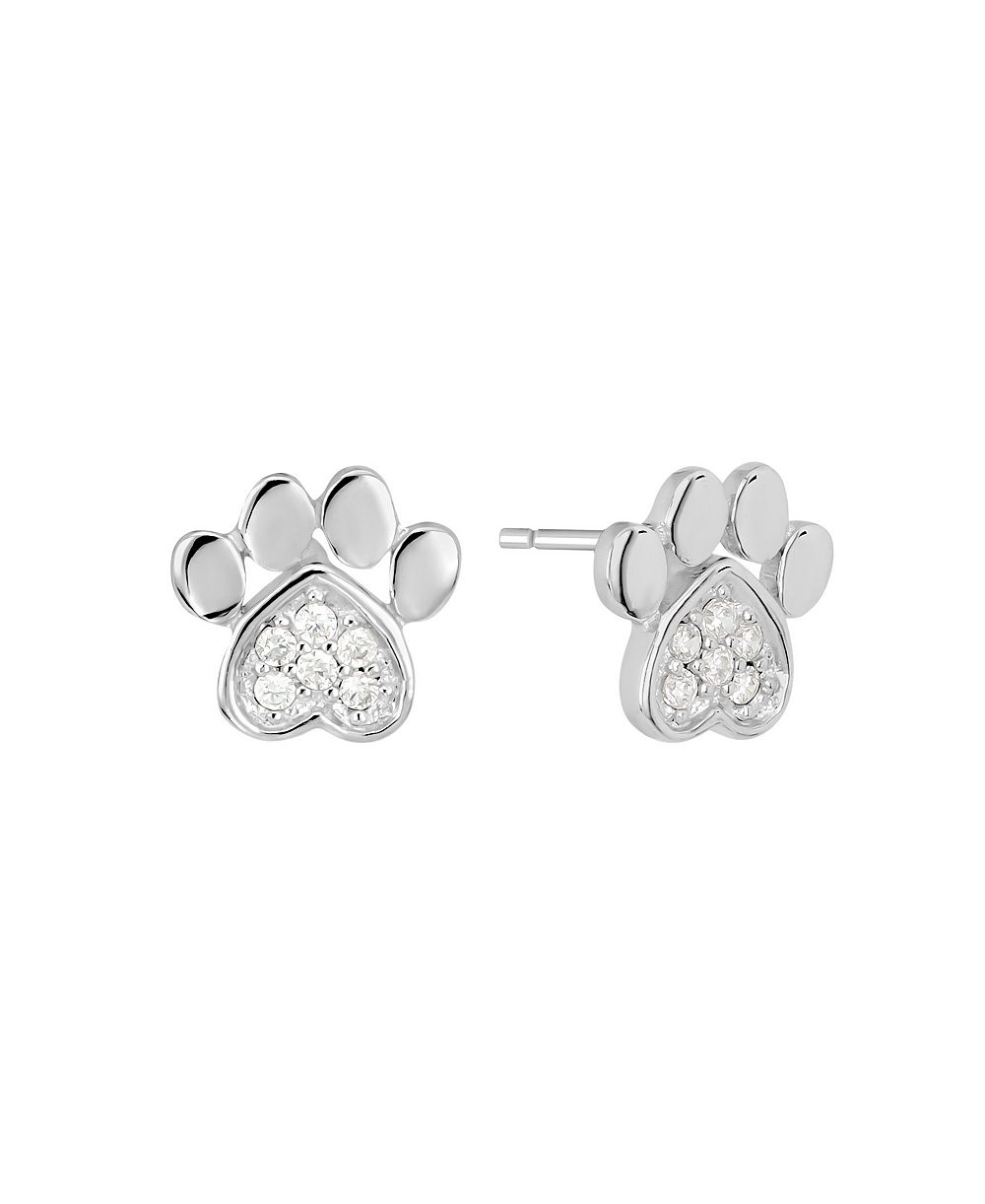 Серьги-гвоздики Cubic Zirconia Pave Dog Paw