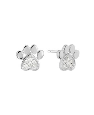 Серьги-гвоздики Cubic Zirconia Pave Dog Paw
