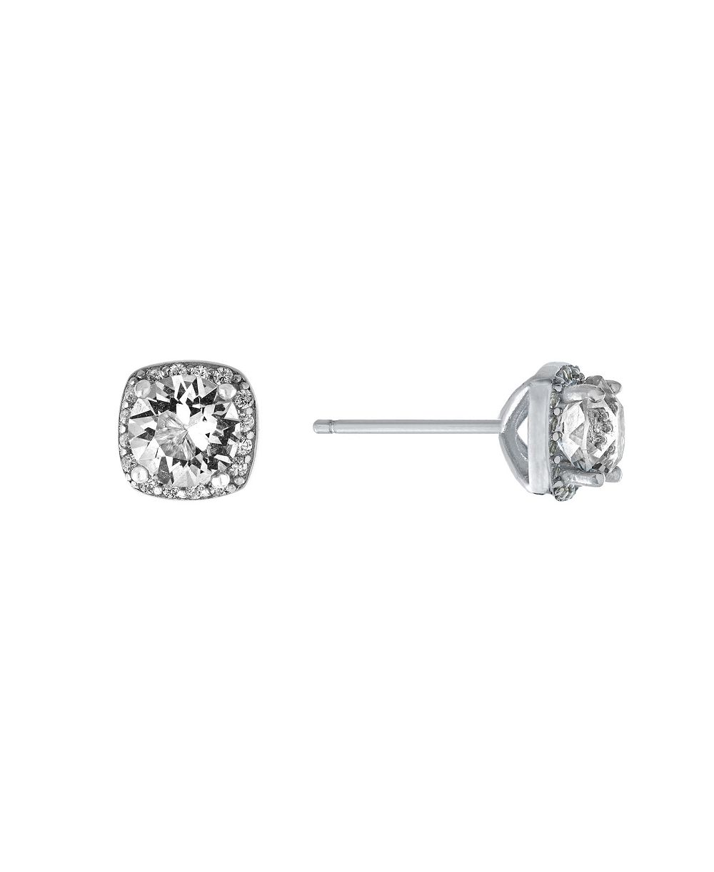 Серьги-гвоздики с круглым кристаллом 6mm и ореолом из Cubic Zirconia