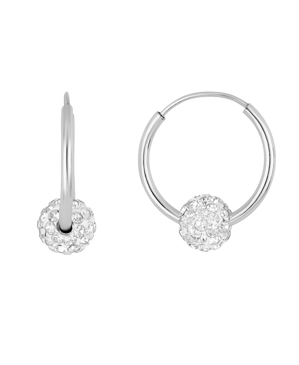 Macy's Серьги-кольца Crystal Pave 6mm Ball на 16mm Endless Hoop