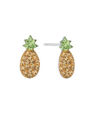 Macy's Sterling Silver Crystal Pave Pineapple Stud Earrings