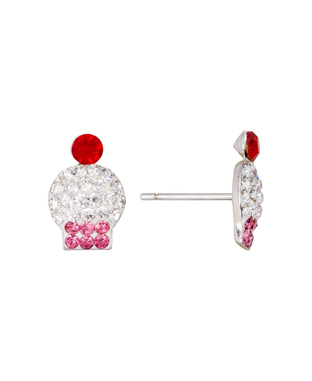 Macy's Sterling Silver Crystal Pave Cupcake Stud Earrings