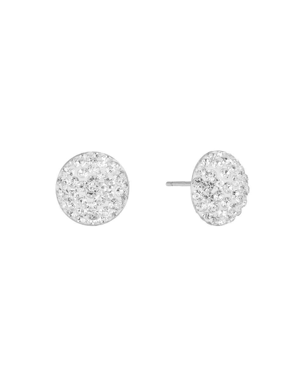 Macy's Серьги-гвоздики Crystal Pave 12mm Domed Round