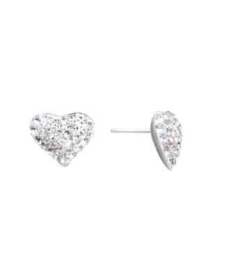 Серьги-гвоздики Macy's Crystal Pave 12mm Domed Heart