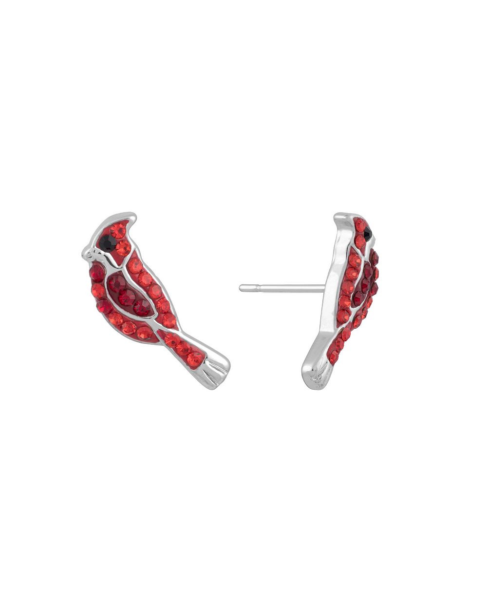 Серьги-гвоздики Crystal Pave Red Cardinal