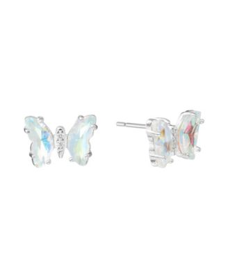 Macy's Sterling Silver Crystal Butterfly with Cubic Zirconia Stud Earrings