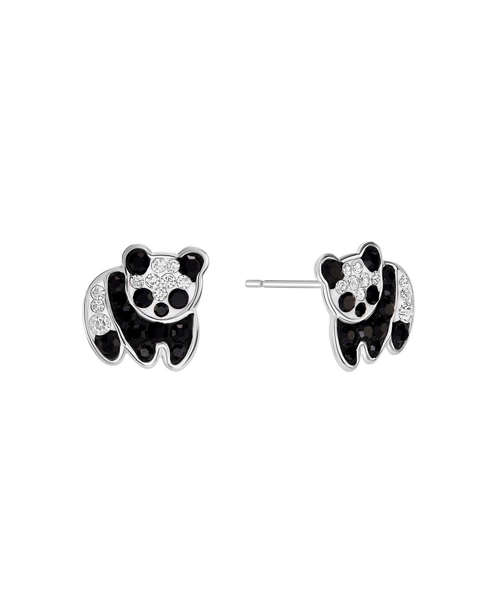 Macy's серьги-гвоздики Panda Crystal Pave