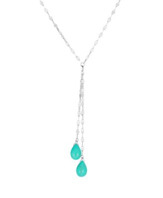 Macy's Sterling Silver Double Teardrop Beaded 16" + 2" Mirror Y-Necklace
