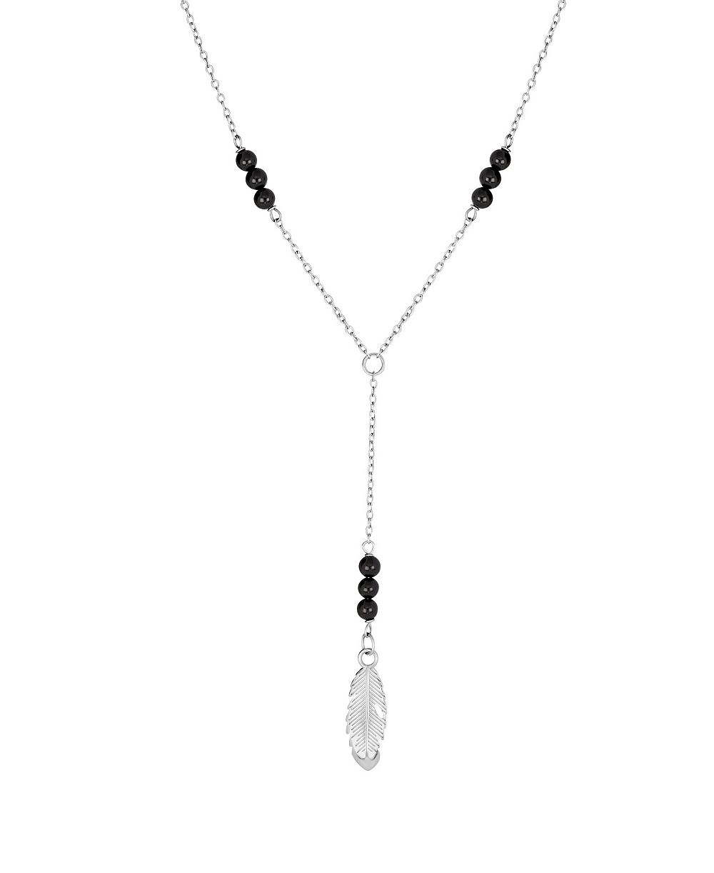 Macy's Sterling Silver Double Teardrop Beaded 16" + 2" Mirror Y-Necklace