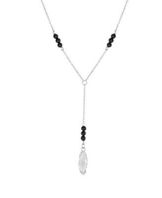 Macy's Sterling Silver Double Teardrop Beaded 16" + 2" Mirror Y-Necklace