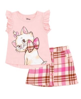 The Aristocats Marie Girls' (6-16) 2-Piece T-Shirt and Plaid Skirt Set