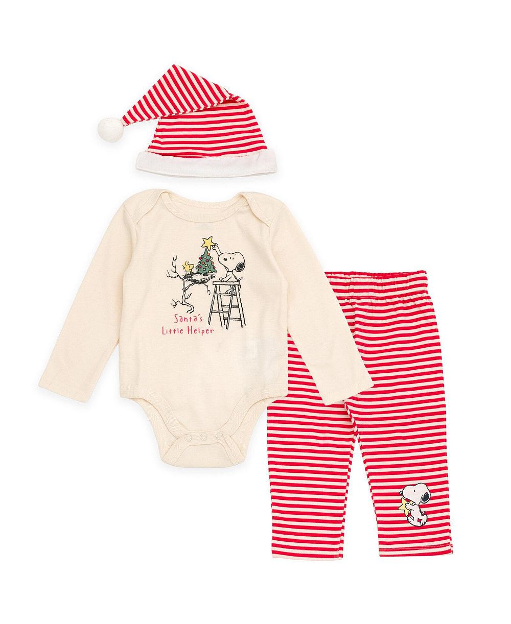 Детский набор Peanuts (от новорожденного до 24 M) Боди, брюки и шапка на Рождество