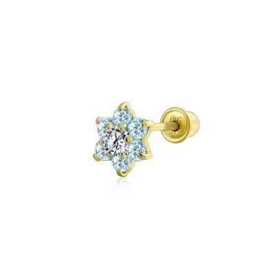 Bling Jewelry 14K Gold Cubic Zirconia Flower Stud Earring 1-Piece