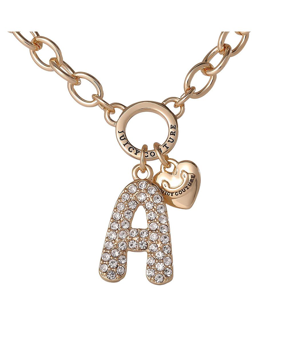 Женское ожерелье Juicy Couture с объемными буквами и прозрачными камнями, 18"+2", массивное ожерелье с инициалами