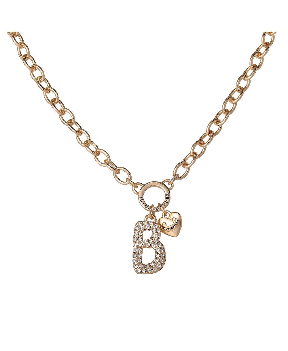 Juicy Couture ожерелье Bubble Letter с прозрачными камнями для женщин 18"+2", массивное ожерелье с инициалом