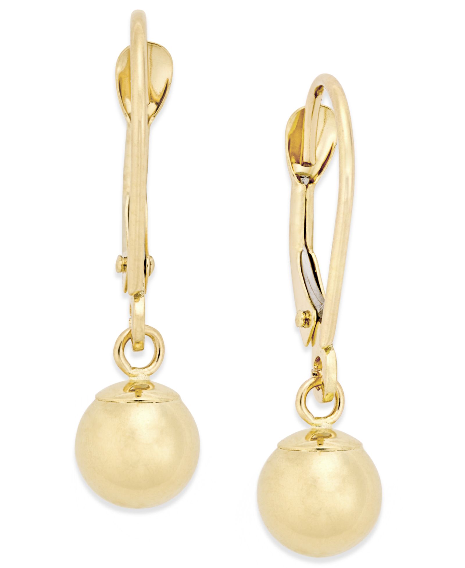 Round Ball Drop Earrings in 10k Gold