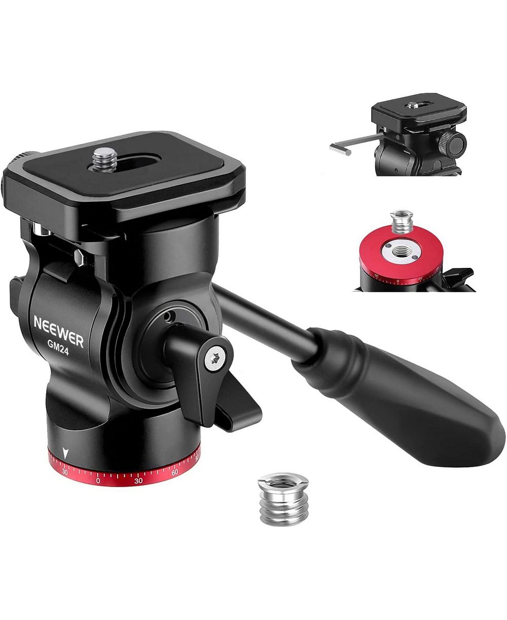 Neewer GM24 Fluid Tripod Head with Arca-Type Quick Release Plate and Handle