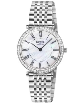 Женские часы Gevril Atelier 57 Swiss Quartz Diamond Silver Stainless Steel Bracelet