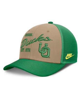 Nike Men's and Women's Beige/Green Oregon Ducks Legacy Rise Trucker Adjustable Hat