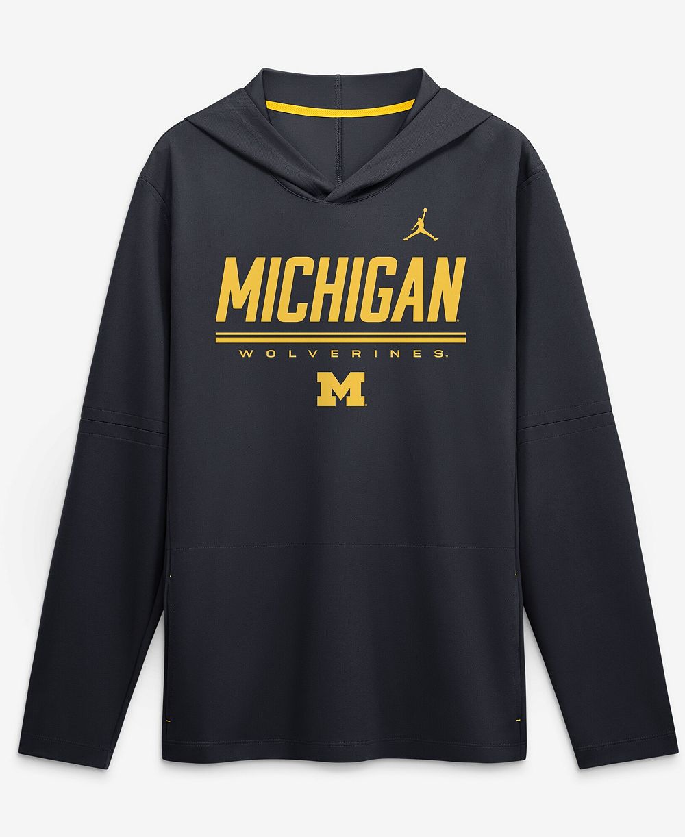 Мужское худи Jordan Michigan Wolverines 2026 Sideline Lightweight Dri-FIT Long Sleeve Navy