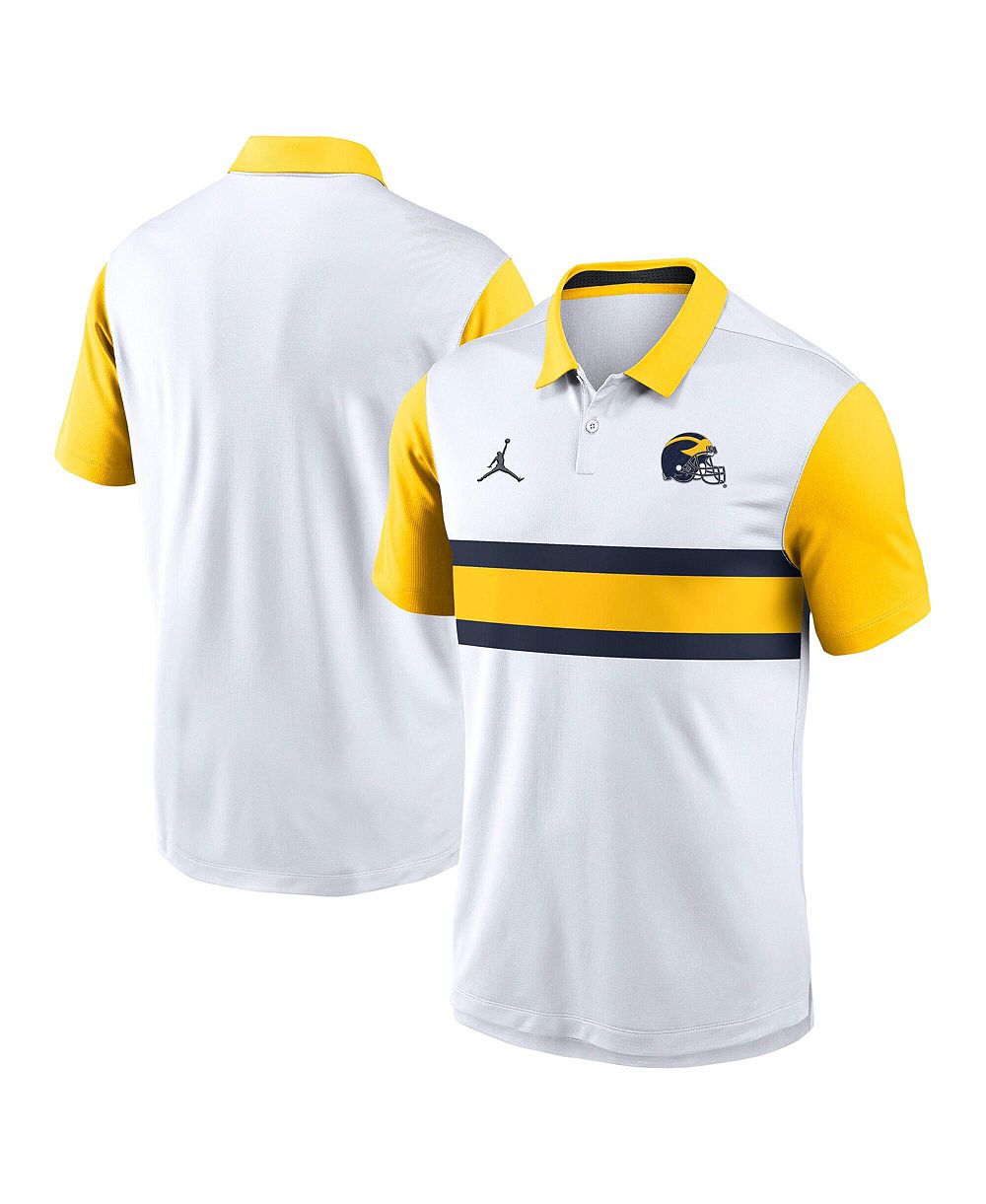 Jordan Men's White/Maize Michigan Wolverines Athletic Prep Alt Logo Vapor Dri-FIT Polo Shirt