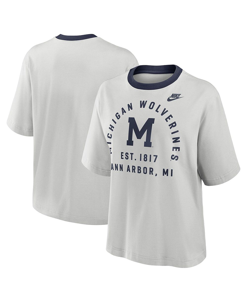 Nike Women's Michigan Wolverines Legacy Arch Script Boxy Screen Print T-Shirt