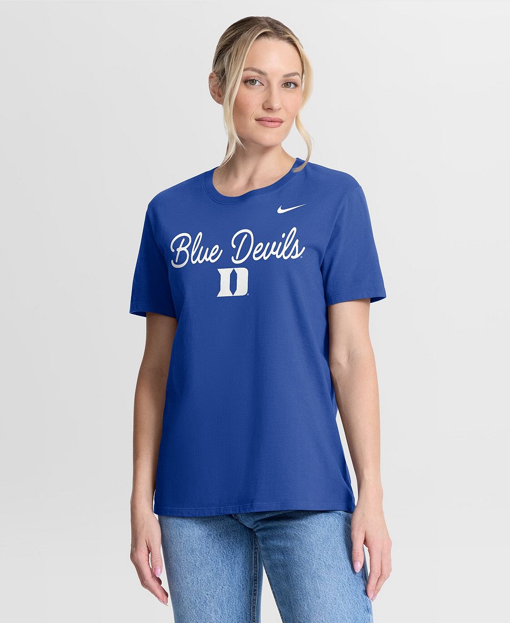 Женская футболка Nike Royal Duke Blue Devils Script Mantra Logo