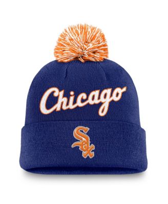 Мужская вязаная шапка Nike Royal Chicago White Sox Peak Cuffed с помпоном