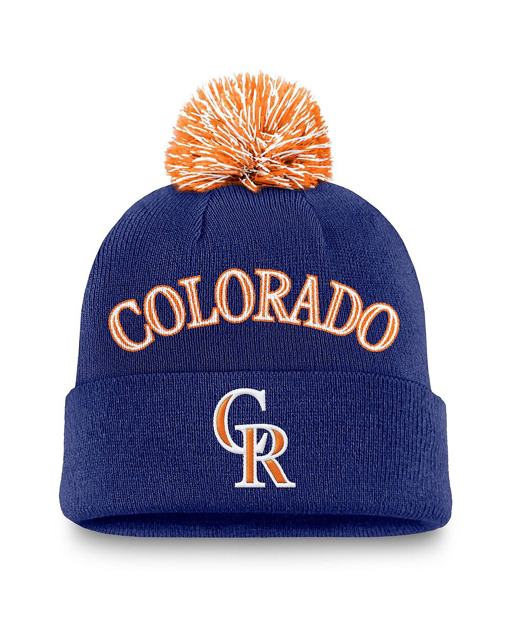 Nike Мужской Royal Colorado Rockies Peak Cuffed Knit Hat с помпоном