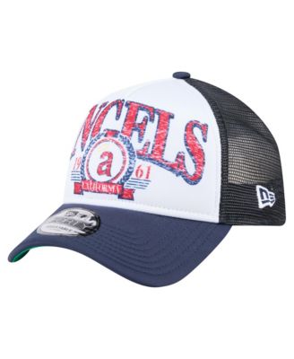 New Era Men's Navy California Angels Distressed 9FORTY A-Frame Adjustable Trucker Hat