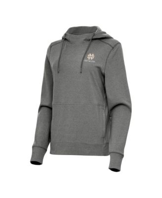 Antigua Women's Heather Charcoal Notre Dame Fighting Irish Justice Pullover Hoodie
