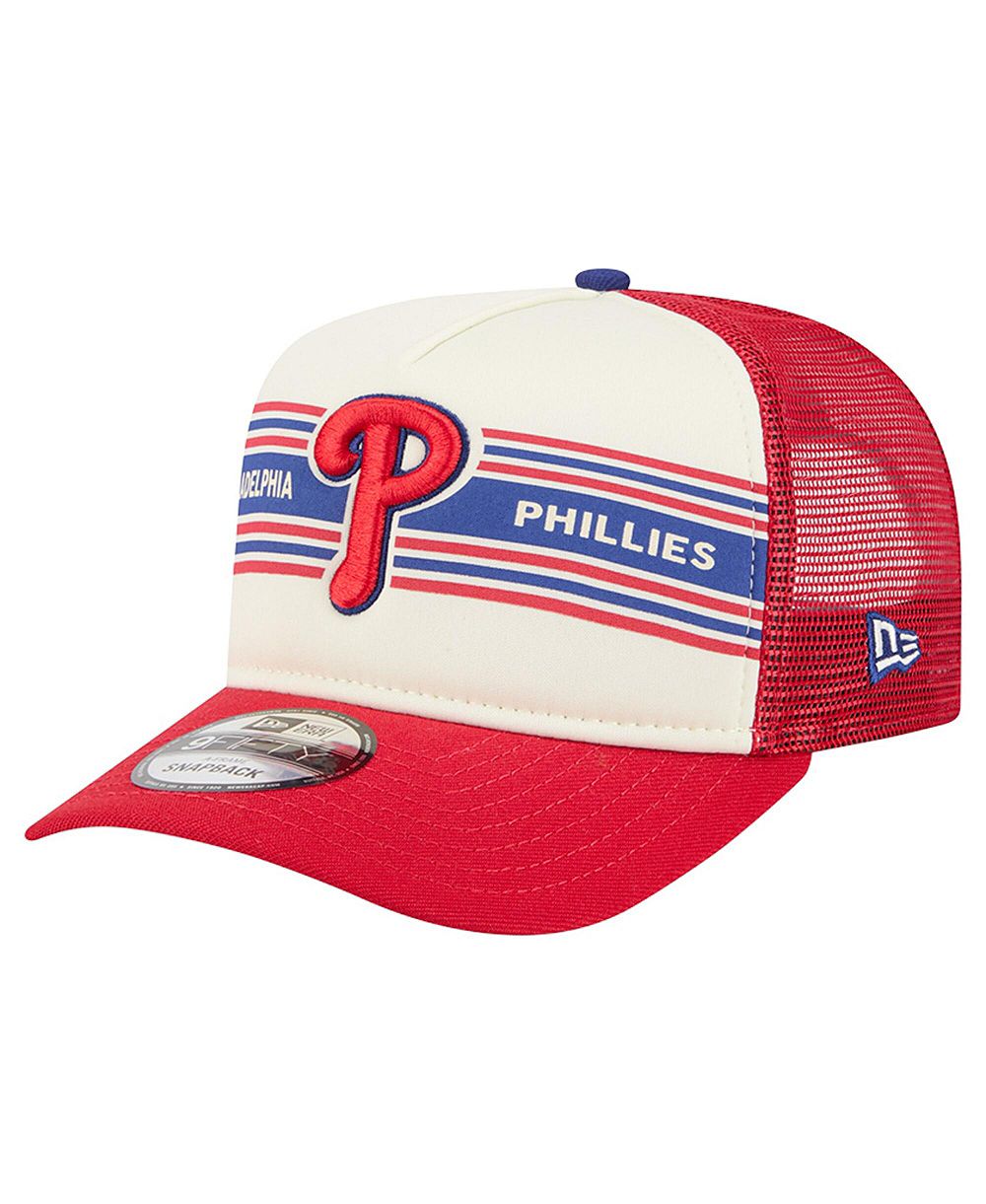 Мужская кепка New Era Cream, Red Philadelphia Phillies Banner A-Frame 9FIFTY Trucker Snapback