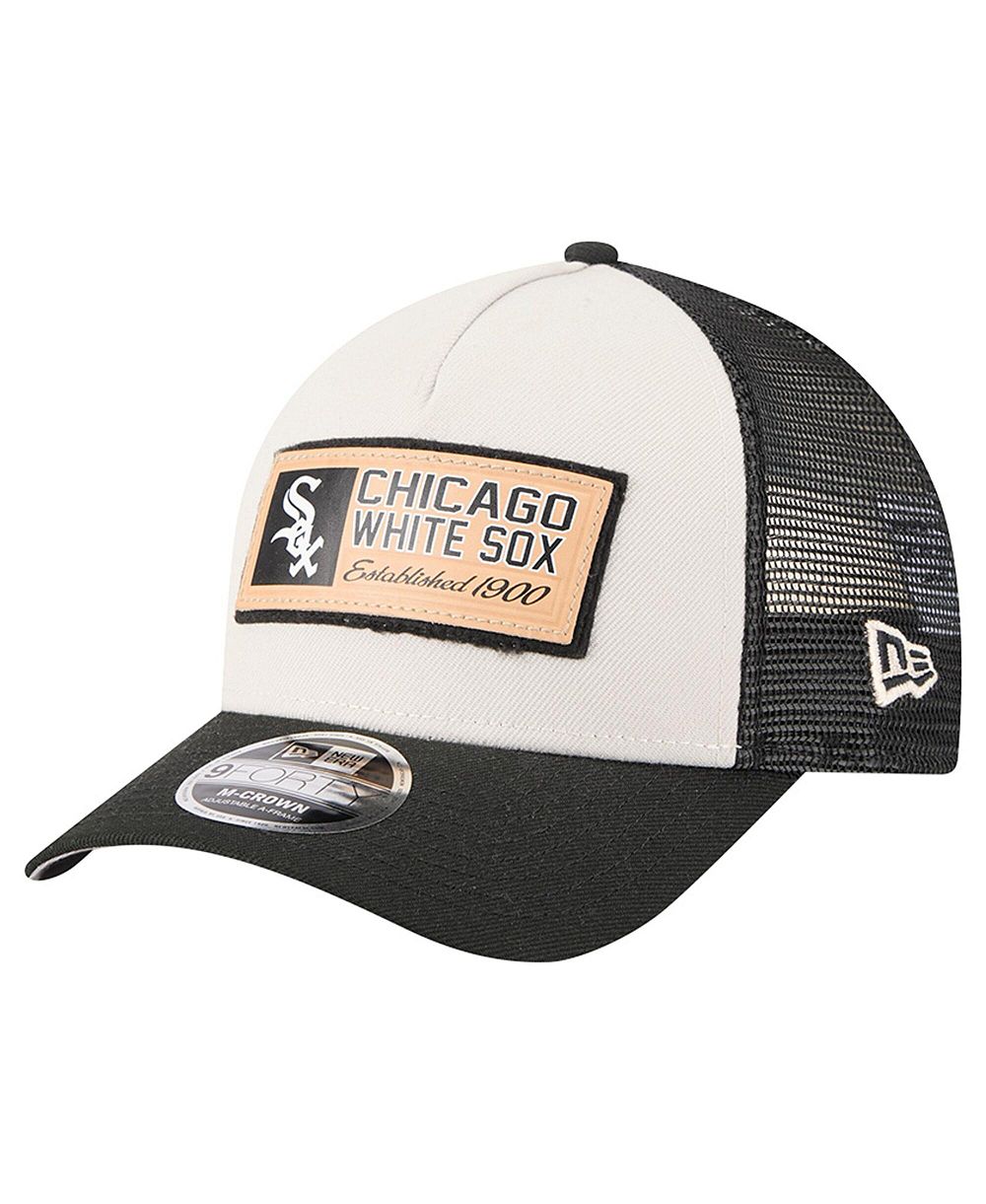 Мужская кепка New Era Chicago White Sox Text A-Frame Trucker 9FORTY Black/Stone