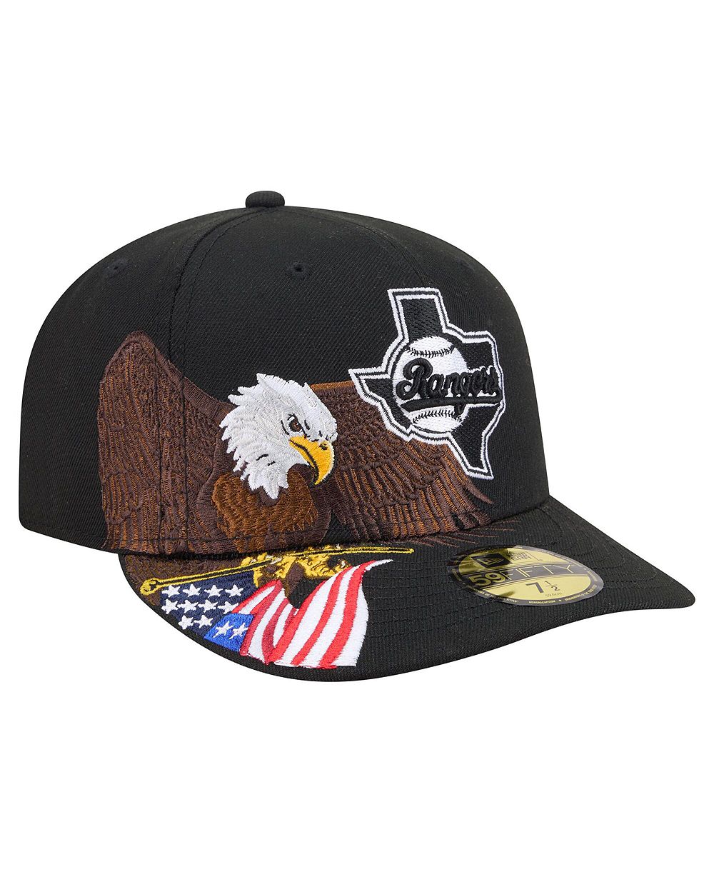 New Era Мужская Black Texas Rangers Americana Bald Eagle Pre-Curved 59FIFTY Fitted Hat