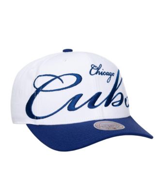 Мужская и женская регулируемая кепка Mitchell & Ness Chicago Cubs XL Script Pro Crown, белая/королевский синий