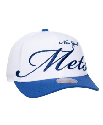 Мужская и женская кепка Mitchell & Ness White, Royal New York Mets XL Script Pro Crown Adjustable Hat
