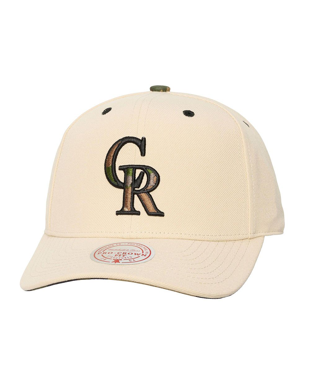Кепка snapback Mitchell & Ness Men's and Women's Cream Colorado Rockies Camo Logo Pro Crown