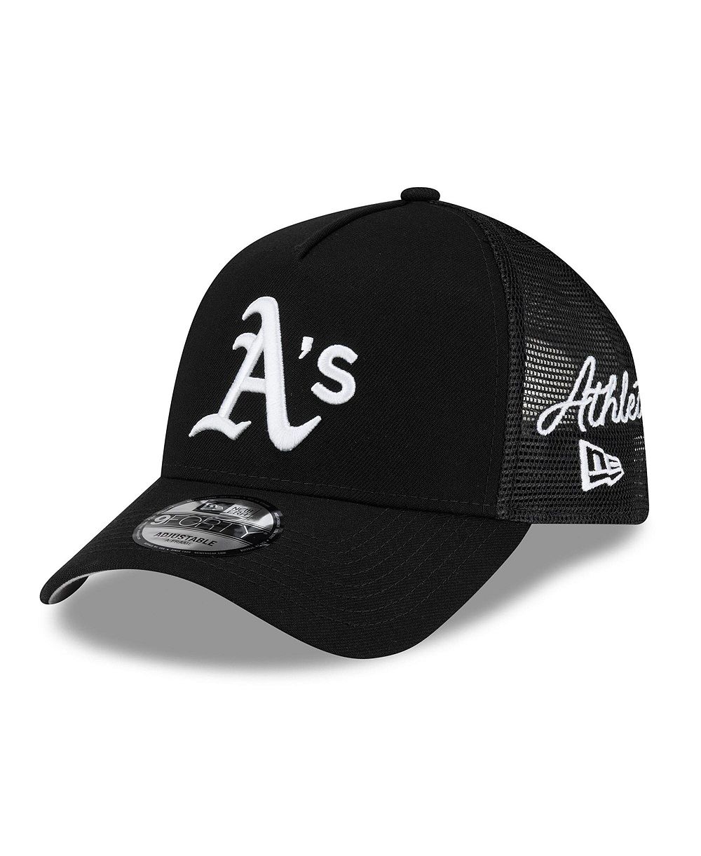 Мужская кепка New Era Black Athletics Side Script 9FORTY A-Frame Trucker Adjustable