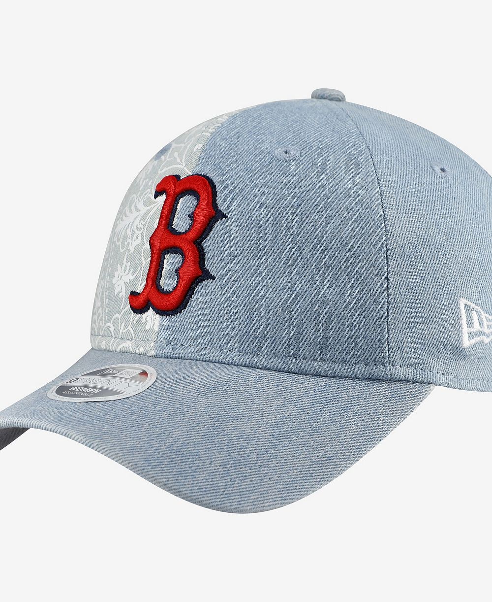 Женская регулируемая кепка New Era Boston Red Sox Denim Patchwork 9TWENTY