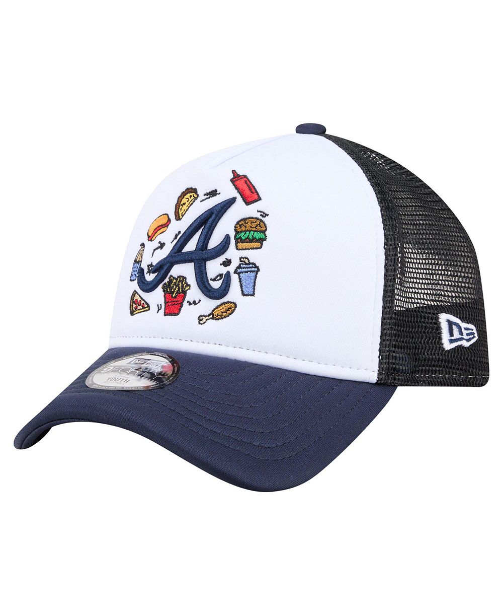 Детская кепка New Era White/Navy Atlanta Braves Food A-Frame 9FORTY Trucker Adjustable