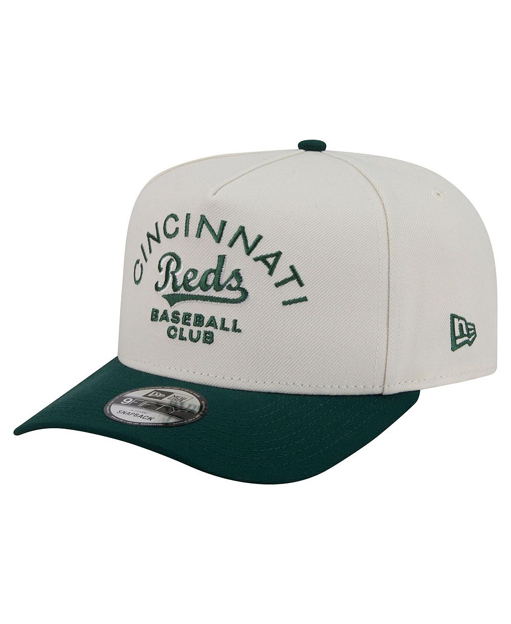 New Era Men's Cream/Dark Green Cincinnati Reds Chrome A-Frame 9FIFTY Snapback Hat