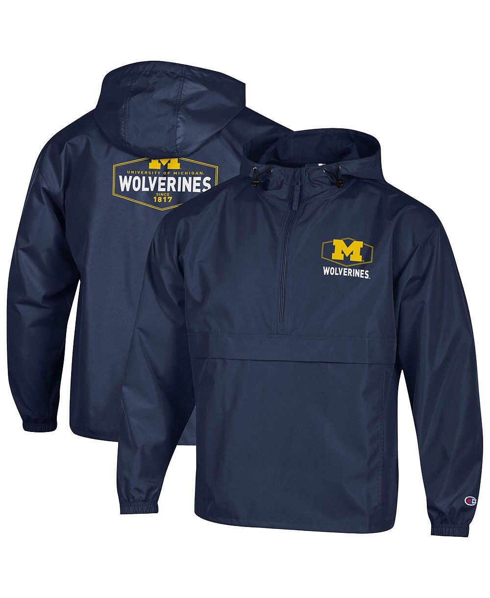 Champion Мужская куртка half-zip packable Michigan Wolverines Delay Navy