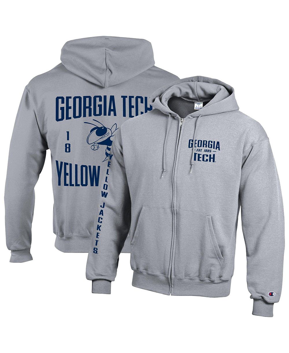 Champion Men's Gray Georgia Tech Yellow Jackets Varsity Power blend Full-Zip Fleece Hoodie