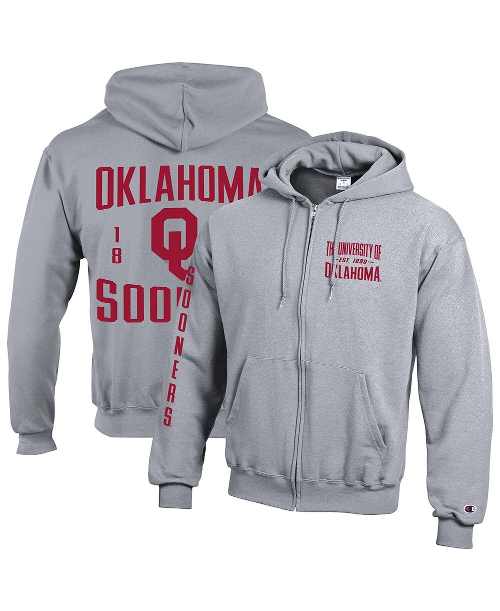 Мужское худи Champion Oklahoma Sooners Varsity Power blend Full-Zip Fleece серое