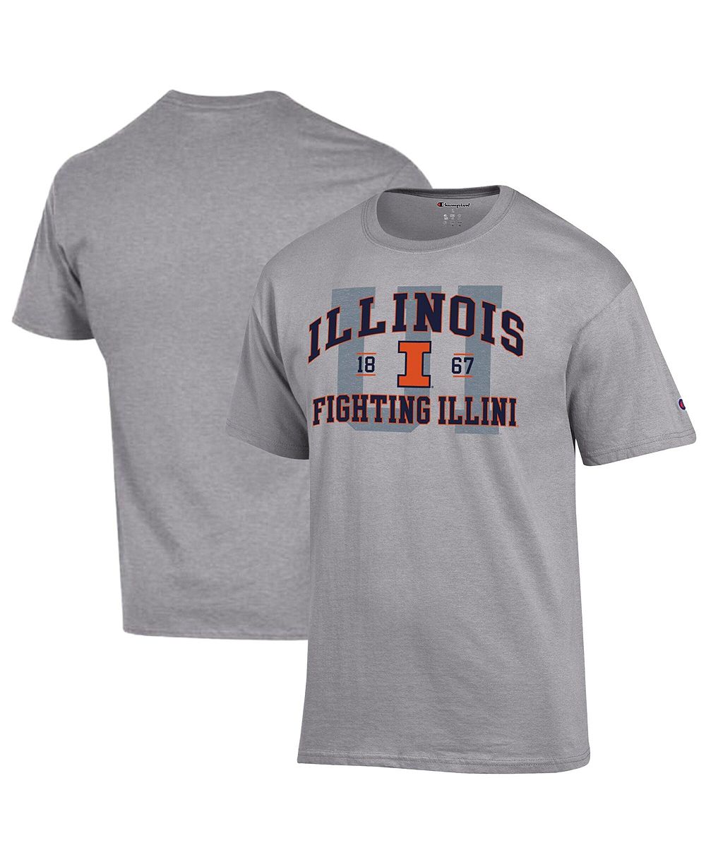 Мужская футболка Champion Heather Gray Illinois Fighting Illini Varsity