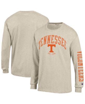 Champion Men's Heather Oatmeal Tennessee  Neutral Arch Long-Sleeve T-Shirt
