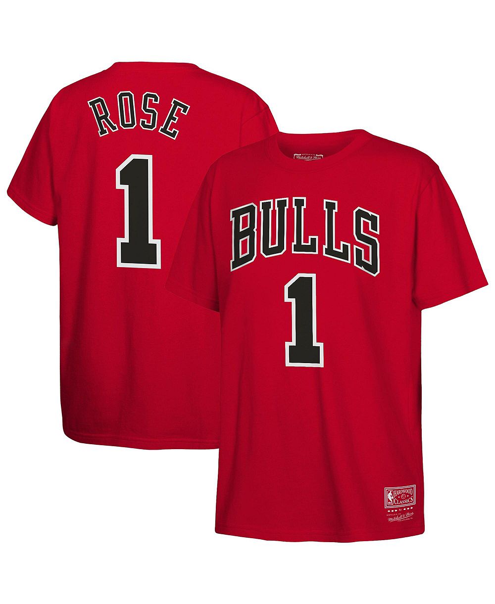 Mitchell & Ness Детская футболка Derrick Rose Red Chicago Bulls Hardwood Classics