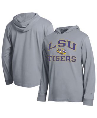 Champion Men's Heather Gray LSU Tigers High Motor All-Star Long Sleeve Hooded T-Shirt