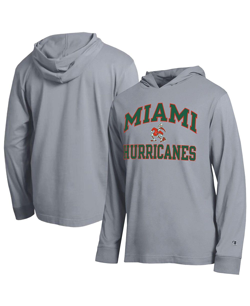Champion Мужская серая толстовка с капюшоном Miami Hurricanes High Motor All-Star Long Sleeve